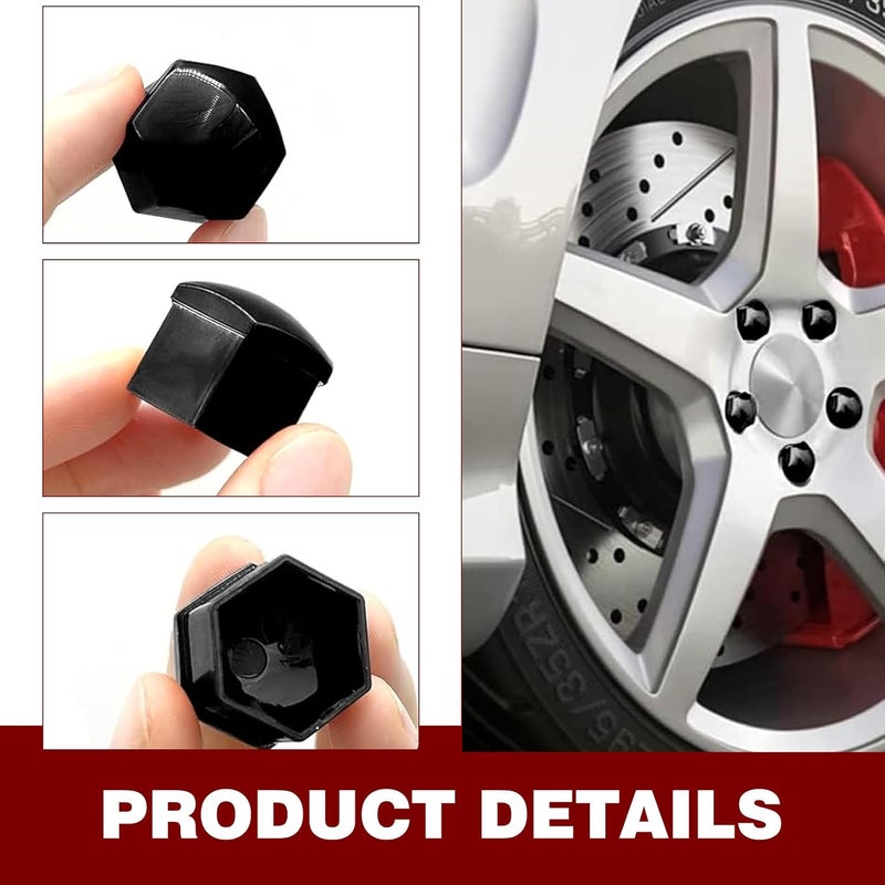 Downhill 20 PCS 17MM Wheel Lug Nut Covers, Cratch and Rust Resistant Hexagon Car Wheel Nut Caps, Wheel Center Bolt Caps with Removal Clip, for Most Cars, Trucks, SUVs (Black) - Image 3